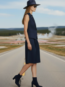 Women's American Retro Cotton Blend Vest And Bermuda Shorts Set ZMZ2666A4K