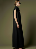 Women's Premium Minimalist Henley Neck Herringbone Linen Maxi Dress ZMZ2704A9K