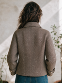Women's Vintage-Style Casual Herringbone Stand-Collar Single-Breasted Jacket ZMZ2811H0ZYY