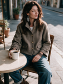 Women's Vintage-Style Casual Herringbone Stand-Collar Single-Breasted Jacket ZMZ2811H0ZYY