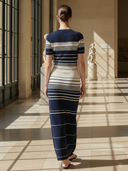 Women's High-end Old-money Style Knitted Henley Collar Short-sleeved Maxi Dress ZMZ2867B9K