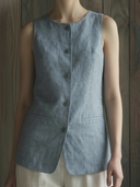 Women's Premium Elegant Cotton And Linen Blend Vest And Trousers Set ZMZ0244B8K