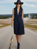 Women's American Retro Cotton Blend Vest And Bermuda Shorts Set ZMZ2666A4K