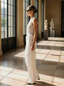 Women's Elegant Knitted Vest And Cotton Trousers Set ZMZ0471B2K