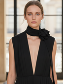 Women's Elegant And Sophisticated Pure Cotton Sleeveless Midi Dress  (including Neck Embellishment) ZMZ2516B6K