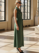 Women's High-end Old-money Style Cotton And Linen Blend Slim-fit Sleeveless Maxi Dress ZMZ2627B9K