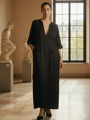 Women's French-style Elegant Tencel Blend Short-sleeved Maxi Dress ZMZ2616A6K