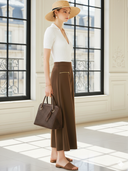 Women's Old Money Style V-neck Knitted Fitted Short-sleeved Top And Skirt Set ZMZ2828B3U