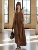 Women's High-end Old-money Style Pure Cotton With Embroidered Front And Hem Sleeveless Dress ZMZ2882B1K