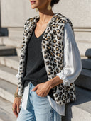 Women's Vintage Casual Leopard-Print Faux-Fur Button-Front Sleeveless Vest ZMZ1324J0ZJY
