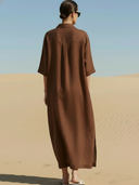 Women's Casual Cotton And Linen Blend Embroidered Maxi Dress ZMZ2190A4K