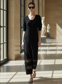 Women's High-end Old-money Style Knitted Round Neck Short Sleeve Maxi Dress ZMZ2862B0K