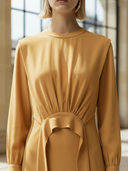 Women's High-end Old-money Style Lyocell Blend Long-sleeved Midi Dress ZMZ1457B8K