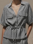 Women's American Retro Cotton And Linen Blend Shirt And Bermuda Shorts Set ZMZ2656A1K