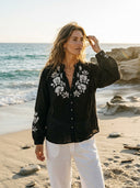 Women's Retro Casual Embroidered Cotton Linen Long-Sleeve Shirt ZMZ2774G0ZJY
