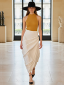 Women's High-end Commuter Style Knitted Tank Top And Pure Cotton Skirt Set ZMZ1282B6K