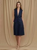 Women's American Retro Cotton Blend Vest And Bermuda Shorts Set ZMZ2666A4K