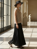 Women's High-end Old-money Style Commuter Knitted Vest And Cupro Dress Set ZMZ2763B5K