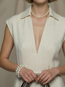 Women's Minimalist And Elegant Cotton And Linen Blend Sleeveless Maxi Dress ZMZ2745A5K