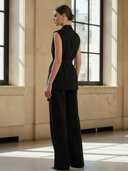 Women's Minimalist Commuter Cotton-blend Vest And Pants Set ZMZ3081A3K