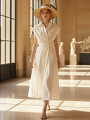 Women's French-style Elegant Tencel Blend Sleeveless Midi Dress ZMZ3075A8K