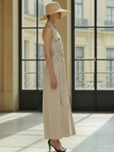 Women's High-end Old-money Style Cotton And Linen Blend Sleeveless Slim-fit Maxi Dress ZMZ2618B1K