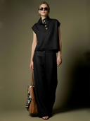 Women's Premium Minimalist Herringbone Linen T-shirt And Trousers Set ZMZ2746A9K