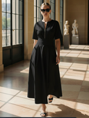 Women's French-style Elegant Pure Cotton Short-sleeved Maxi Dress ZMZ0519B6K