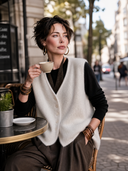 Women's Vintage-style Elegant V-neck Single-breasted Knit Vest ZMZ1970H1ZYY