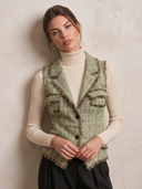 Women's Frayed Tweed Notch Lapel Fitted Vest ZMZ1774I3YZH