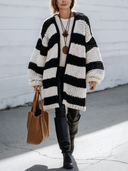 Women's Classic Color-Block Striped Open-Front Knit Cardigan ZMZ3028I8SWL