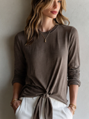 Women's Classic Casual Slub Cotton Long-Sleeve Crew Neck T-Shirt ZMZ0244G3ZYY