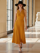 Women's French-style Elegant Knitted Sleeveless Fitted Midi Dress ZMZ1240B8K