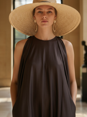 Women's Minimalist Old Money Style Cupro Blend Sleeveless Maxi Dress ZMZ1260B0K