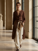 Women's Premium Old Money Style Tencel Blend Long Shirt And Pants Set (scarf Not Included) ZMZ3025A1K