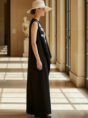 Women's High-end Old-money Style Lyocell Blend Embroidered Sleeveless Maxi Dress ZMZ2722B9K