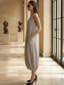 Women's High-end Minimalist Lyocell Blend Sleeveless Midi Dress ZMZ1058B7K