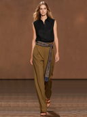 Women's American Retro Tencel Blend T-shirt And Pants Set (scarf Not Included) ZMZ2808A8K