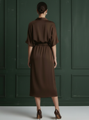 Women's Premium Old Money Style Cupro-blend Midi Dress ZMZ2898A8K