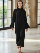 Women's High-end Old-money Style Lyocell Blend Long-sleeved Loose-fitting Maxi Dress ZMZ1444B1K