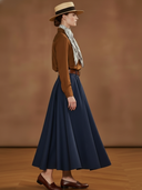 Women's American Retro Style Tencel Blend Shirt And Skirt Set (belt And Scarf Not Included) ZMZ2811A2K