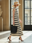 Women's Italian-style Romantic Knitted Sleeveless Maxi Dress ZMZ0542B7K