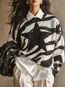 Women's Casual Jacquard Crew-Neck Sweater ZMZ2705H9XT