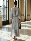 Women's Minimalist Commuter Tencel cotton Long-sleeved Maxi Dress ZMZ1040B7K