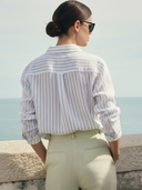 Women's Italian-style Romantic Cotton And Linen Striped Long-sleeved Shirt ZMZ3052A6K