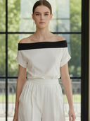 Women's Premium Minimalist Tencel Blend Off-the-shoulder T-shirt And Pants Set ZMZ0506B7K