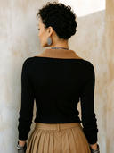 Women's Classic High-Stretch Color-Block Knit Zip-Collar Sweater ZMZ1093H9SWL