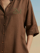 Women's Casual Cotton And Linen Blend Embroidered Maxi Dress ZMZ2190A4K