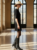 Women's Elegant Knitted Slim-fit Short-sleeved Mini Dress ZMZ2470B4K