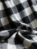Women’s American-style Vintage V-neck Tunic, Black And White Checkered, Brushed Fabric, Relaxed Fit ZMZ3094J7ZYY